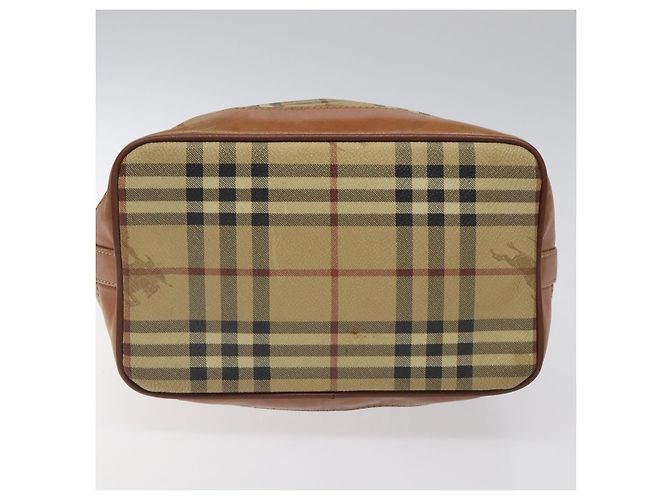Autre Marque Burberrys Nova Check Schultertasche aus PVC Leder Beige Braun Gold Auth EC731 Golden - Ansicht 10