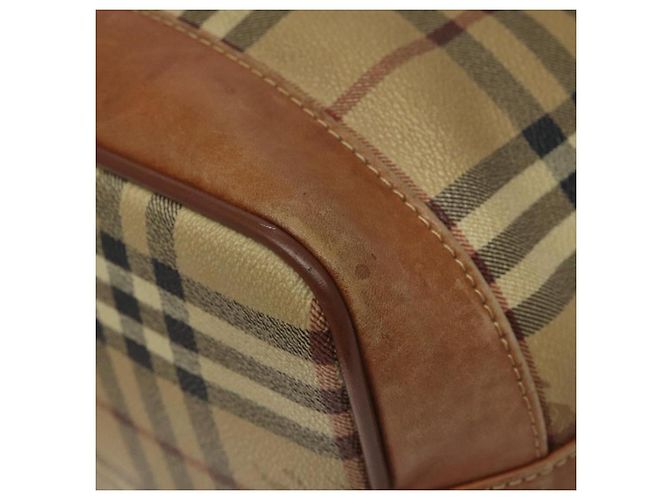 Autre Marque Burberrys Nova Check Schultertasche aus PVC Leder Beige Braun Gold Auth EC731 Golden - Ansicht 11