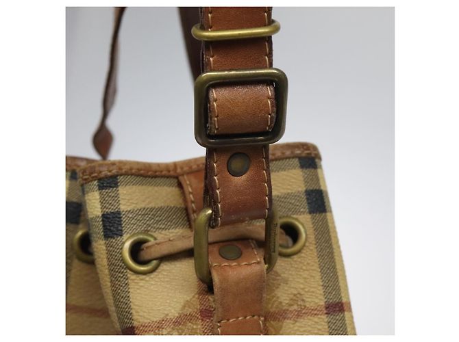 Autre Marque Burberrys Nova Check Schultertasche aus PVC Leder Beige Braun Gold Auth EC731 Golden - Ansicht 15