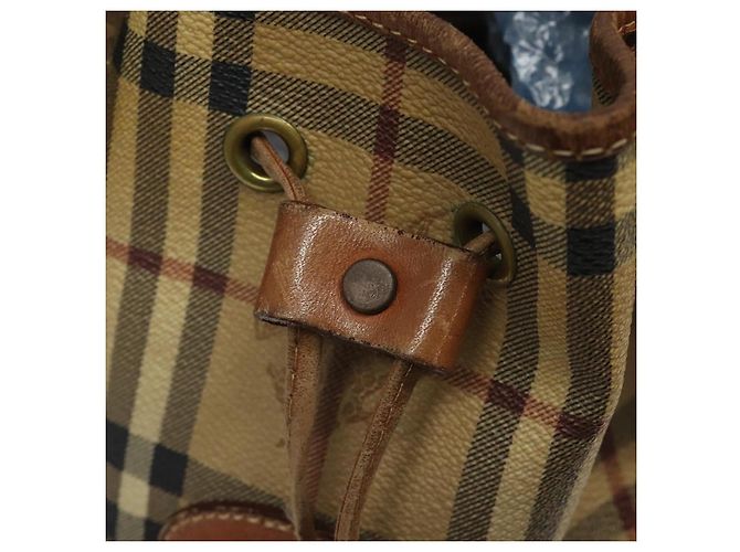 Autre Marque Burberrys Nova Check Schultertasche aus PVC Leder Beige Braun Gold Auth EC731 Golden - Ansicht 16