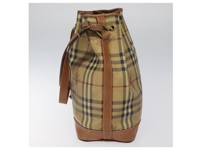 Autre Marque Burberrys Nova Check Schultertasche aus PVC Leder Beige Braun Gold Auth EC731 Golden - Ansicht 4