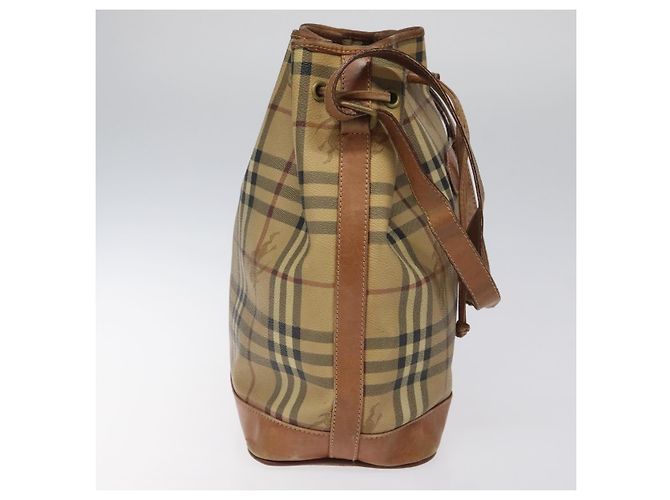 Autre Marque Burberrys Nova Check Schultertasche aus PVC Leder Beige Braun Gold Auth EC731 Golden - Ansicht 5