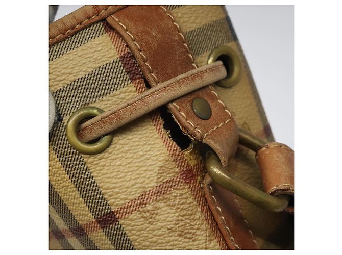 Autre Marque Burberrys Nova Check Schultertasche aus PVC Leder Beige Braun Gold Auth EC731 Golden - Ansicht 6