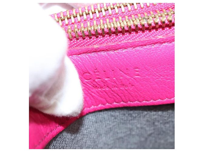 Céline Borsa Trio CELINE Borsa a Spalla Pelle Rosa Oro Auth mr1159 D'oro - vista 16