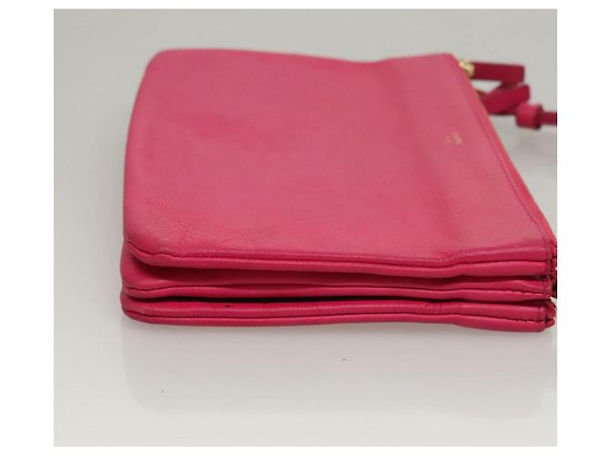 Céline Borsa Trio CELINE Borsa a Spalla Pelle Rosa Oro Auth mr1159 D'oro - vista 4