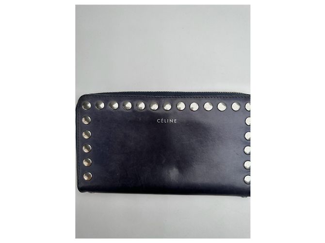 Céline Vintage Celine Paris Studded Leather Wallet Black - view 6