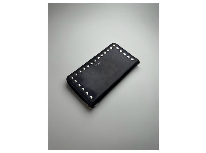 Céline Vintage Celine Paris Studded Leather Wallet Black - view 7