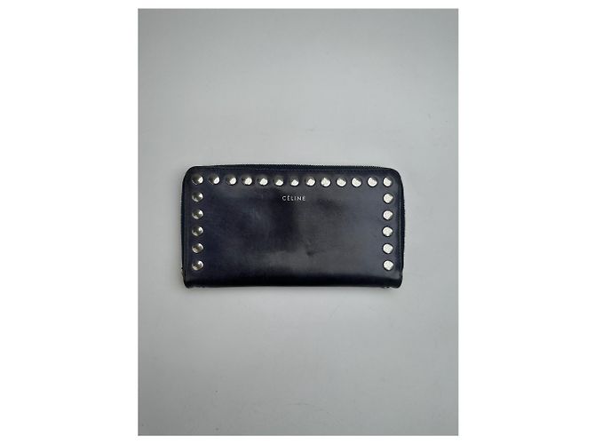 Céline Vintage Celine Paris Studded Leather Wallet Black - view 8