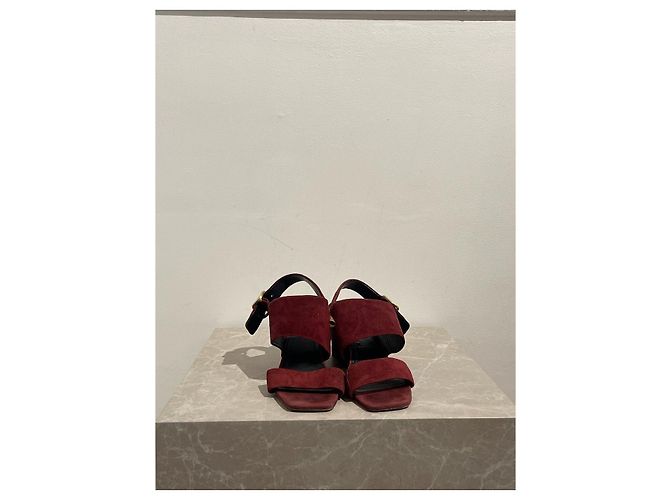 Céline CELINE Sandalen T.EU 38 Wildleder Bordeaux - Ansicht 3