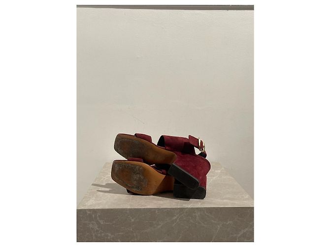 Céline CELINE Sandalen T.EU 38 Wildleder Bordeaux - Ansicht 5