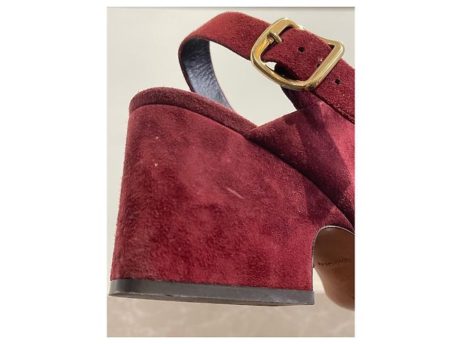Céline CELINE Sandalen T.EU 38 Wildleder Bordeaux - Ansicht 8