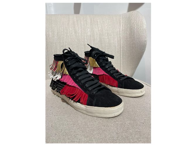 Sneakers SAINT LAURENT T.EU 37.5 Camoscio Nero - vista 3