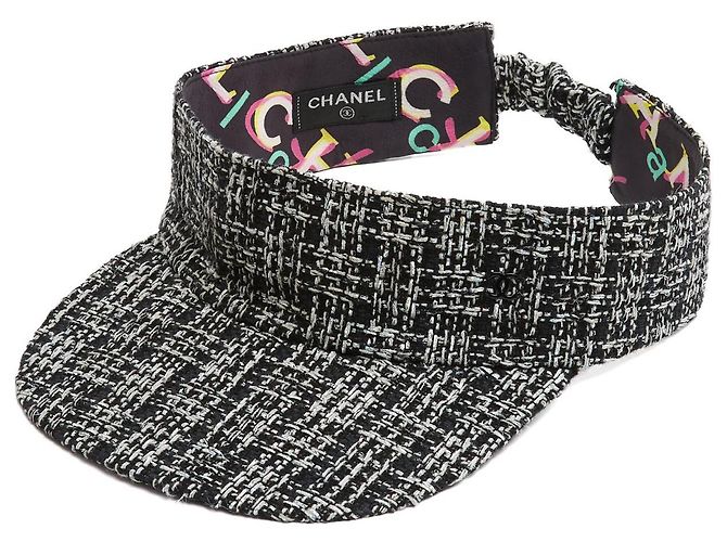 Chanel Visier TU Schwarz Tweed Wendbare Visier Augenbinde OS - Ansicht 4