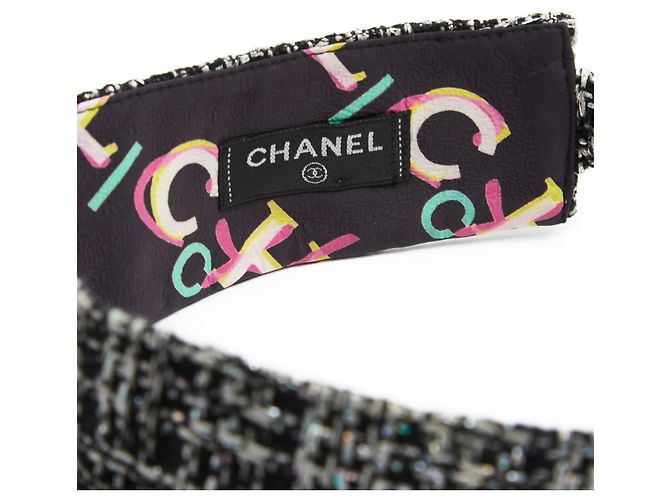 Chanel Visier TU Schwarz Tweed Wendbare Visier Augenbinde OS - Ansicht 5
