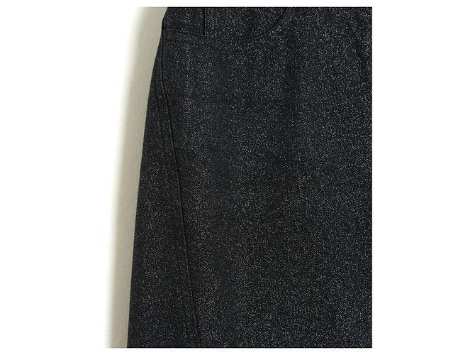 Chanel 2005 Jean FR38 Pantalones de Denim Negros Brillantes UK10 US28 - vista 2