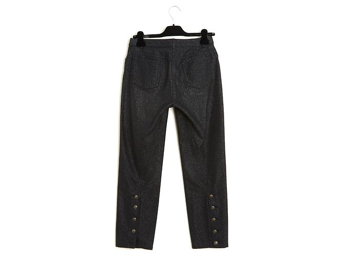 Chanel 2005 Jean FR38 Pantalones de Denim Negros Brillantes UK10 US28 - vista 5