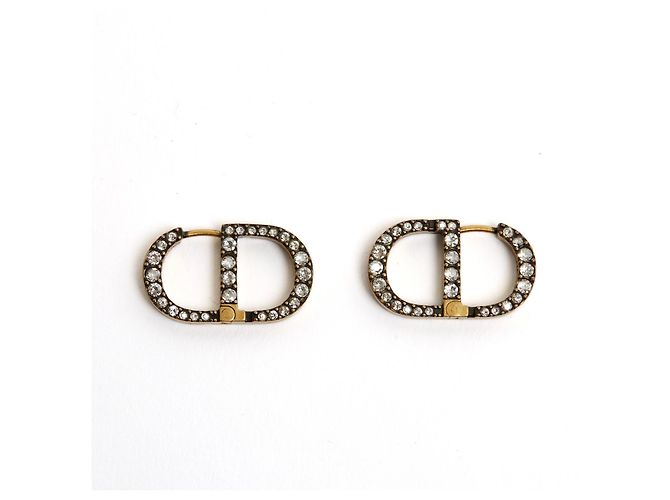 Orecchini a perno in metallo dorato con strass CD 30 Montaigne Christian Dior D'oro - vista 2