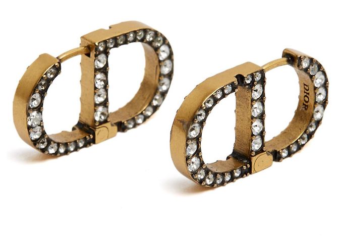 Orecchini a perno in metallo dorato con strass CD 30 Montaigne Christian Dior D'oro - vista 3