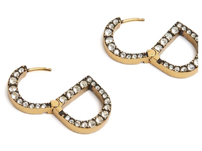 Orecchini a perno in metallo dorato con strass CD 30 Montaigne Christian Dior D'oro - vista 6
