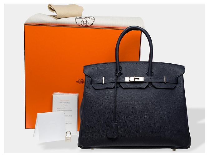 Hermès Sac HERMES Birkin 35 en Cuir Bleu - 102615 - vue 2