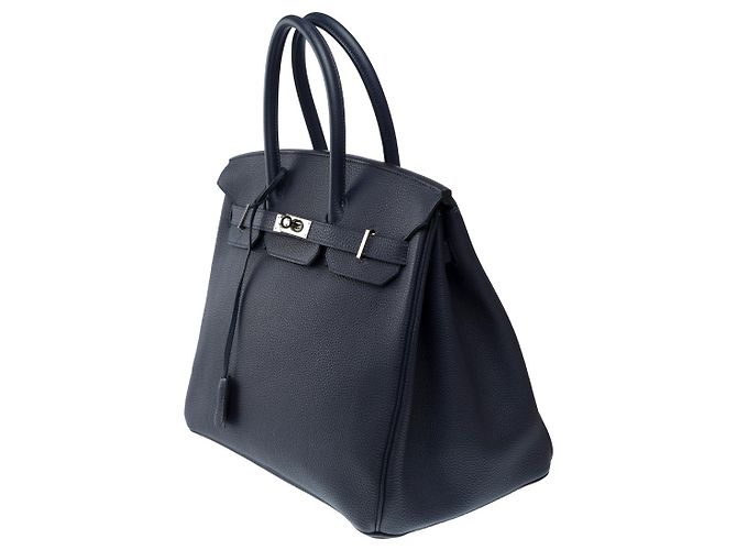 Hermès Sac HERMES Birkin 35 en Cuir Bleu - 102615 - vue 5