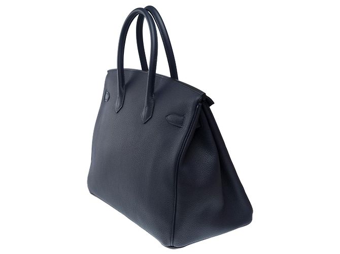 Hermès Sac HERMES Birkin 35 en Cuir Bleu - 102615 - vue 6