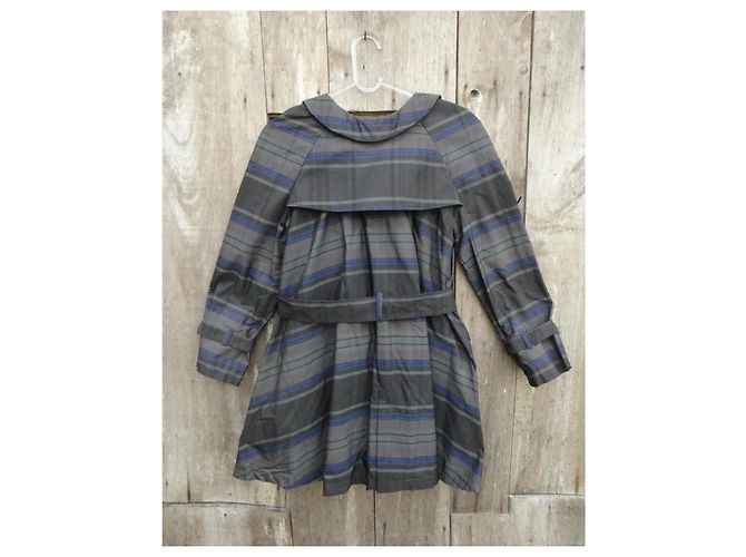 Charles Anastase Trenchcoat Blau Grau Seide und Polyester - Ansicht 2