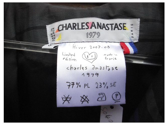 Charles Anastase Trenchcoat Blau Grau Seide und Polyester - Ansicht 3