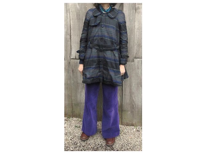 Charles Anastase Trenchcoat Blau Grau Seide und Polyester - Ansicht 4