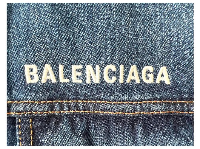 Oversized-Denimjacke mit gesticktem Balenciaga-Logo EU52 Blau - Ansicht 3
