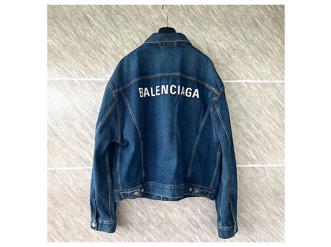 Oversized-Denimjacke mit gesticktem Balenciaga-Logo EU52 Blau - Ansicht 4