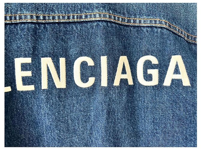 Oversized-Denimjacke mit gesticktem Balenciaga-Logo EU52 Blau - Ansicht 5