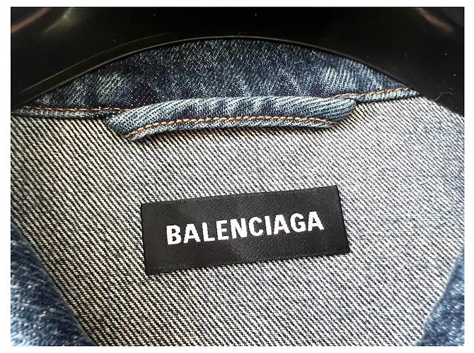 Oversized-Denimjacke mit gesticktem Balenciaga-Logo EU52 Blau - Ansicht 7