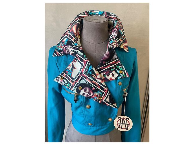 Chaqueta Jean Paul Gaultier Azul de Algodón Patrones Rostros Asiáticos S Multicolor - vista 2
