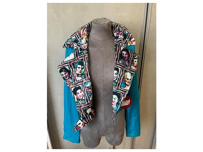 Chaqueta Jean Paul Gaultier Azul de Algodón Patrones Rostros Asiáticos S Multicolor - vista 9