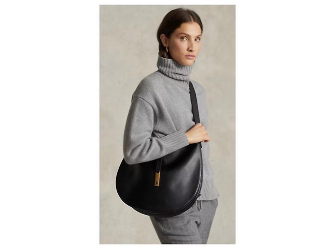 Polo Ralph Lauren Gran bolso Shoulder Polo ID de piel de ternera (modelo grande) Negro - vista 2