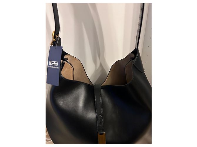 Polo Ralph Lauren Gran bolso Shoulder Polo ID de piel de ternera (modelo grande) Negro - vista 3