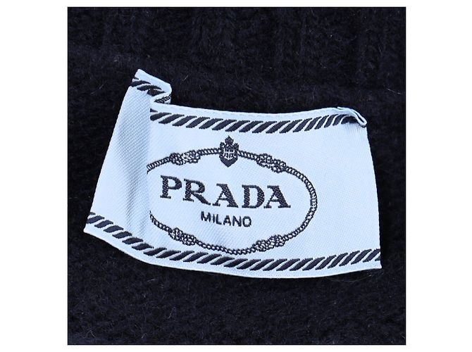 Suéter de gola alta canelado Prada em lã azul marinho - vista 7
