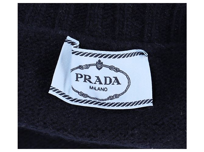 Suéter de gola alta canelado Prada em lã azul marinho - vista 8