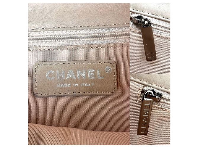 Chanel Schultertasche aus gestepptem Lammleder Pile Ou Face in hellbeige Braun - Ansicht 3