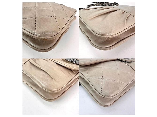 Chanel Schultertasche aus gestepptem Lammleder Pile Ou Face in hellbeige Braun - Ansicht 5
