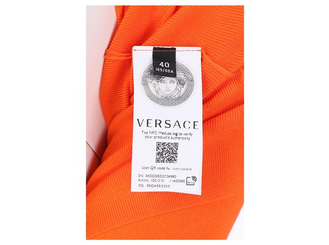Versace Ripp-Turtleneck-Oberteil aus orangefarbener Wolle - Ansicht 10
