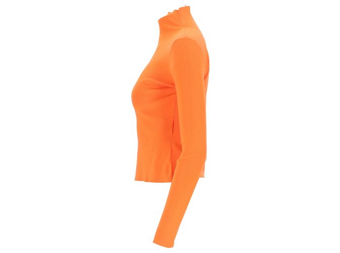 Versace Ripp-Turtleneck-Oberteil aus orangefarbener Wolle - Ansicht 3