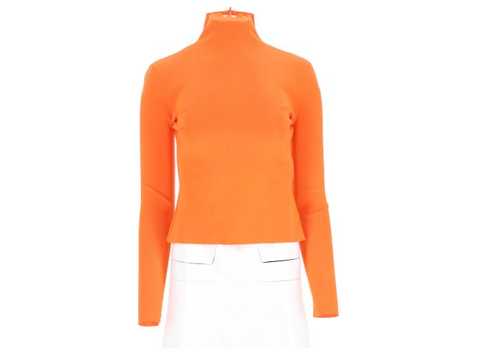 Versace Ripp-Turtleneck-Oberteil aus orangefarbener Wolle - Ansicht 4