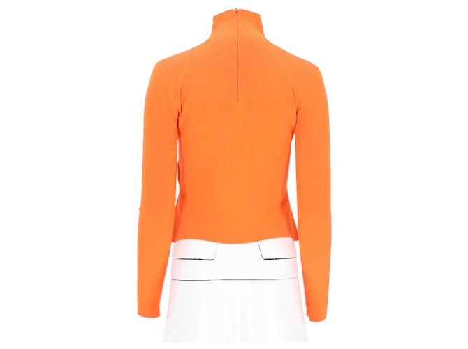 Versace Ripp-Turtleneck-Oberteil aus orangefarbener Wolle - Ansicht 6