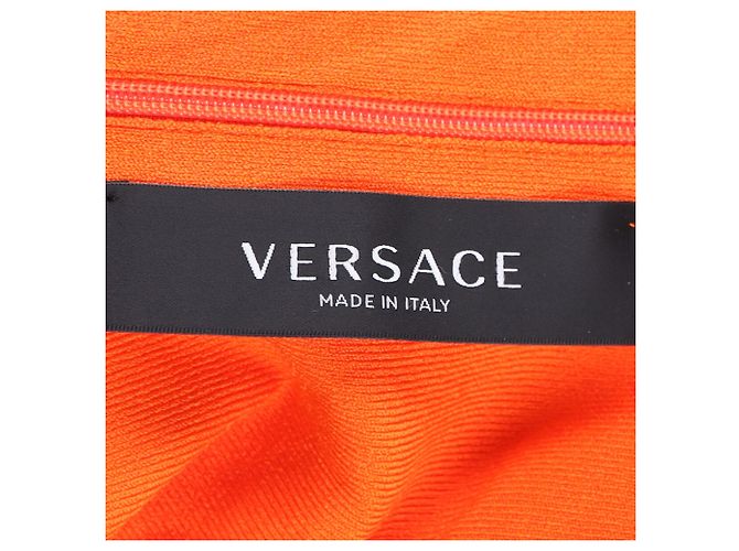 Versace Ripp-Turtleneck-Oberteil aus orangefarbener Wolle - Ansicht 7