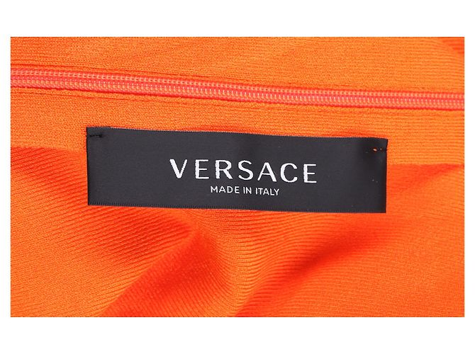Versace Ripp-Turtleneck-Oberteil aus orangefarbener Wolle - Ansicht 8