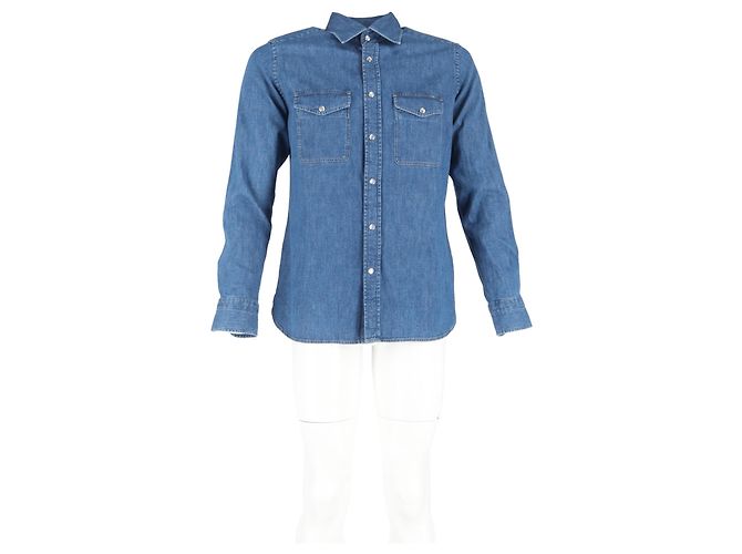 Camicia in denim Tom Ford Wested in cotone blu - vista 4
