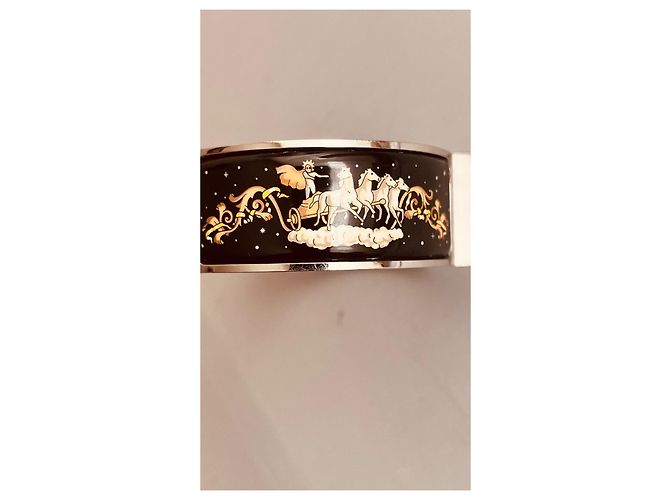 Cierre de pulsera de reloj Hermès en acero y esmalte negro - vista 2
