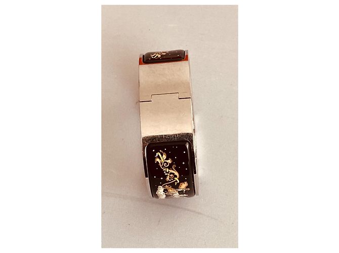 Cierre de pulsera de reloj Hermès en acero y esmalte negro - vista 7